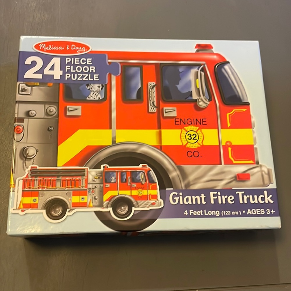 Melissa and Doug Giant Fire Truck Floor Puzzle 4 feet long Ages 3+ 24 pieces